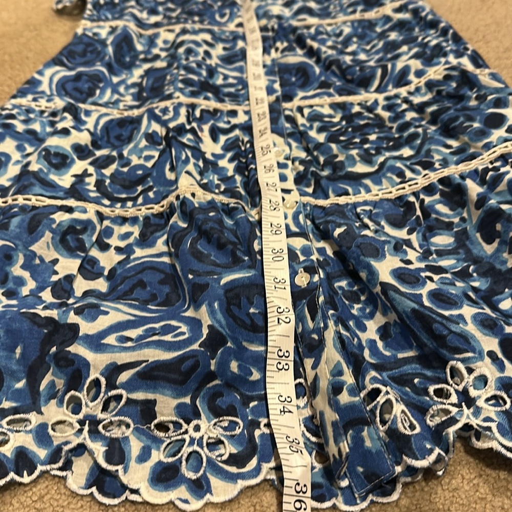 House of Harlow 1960 Melba Blue Floral Ruffle Button Front Dress - Picture 11 of 12